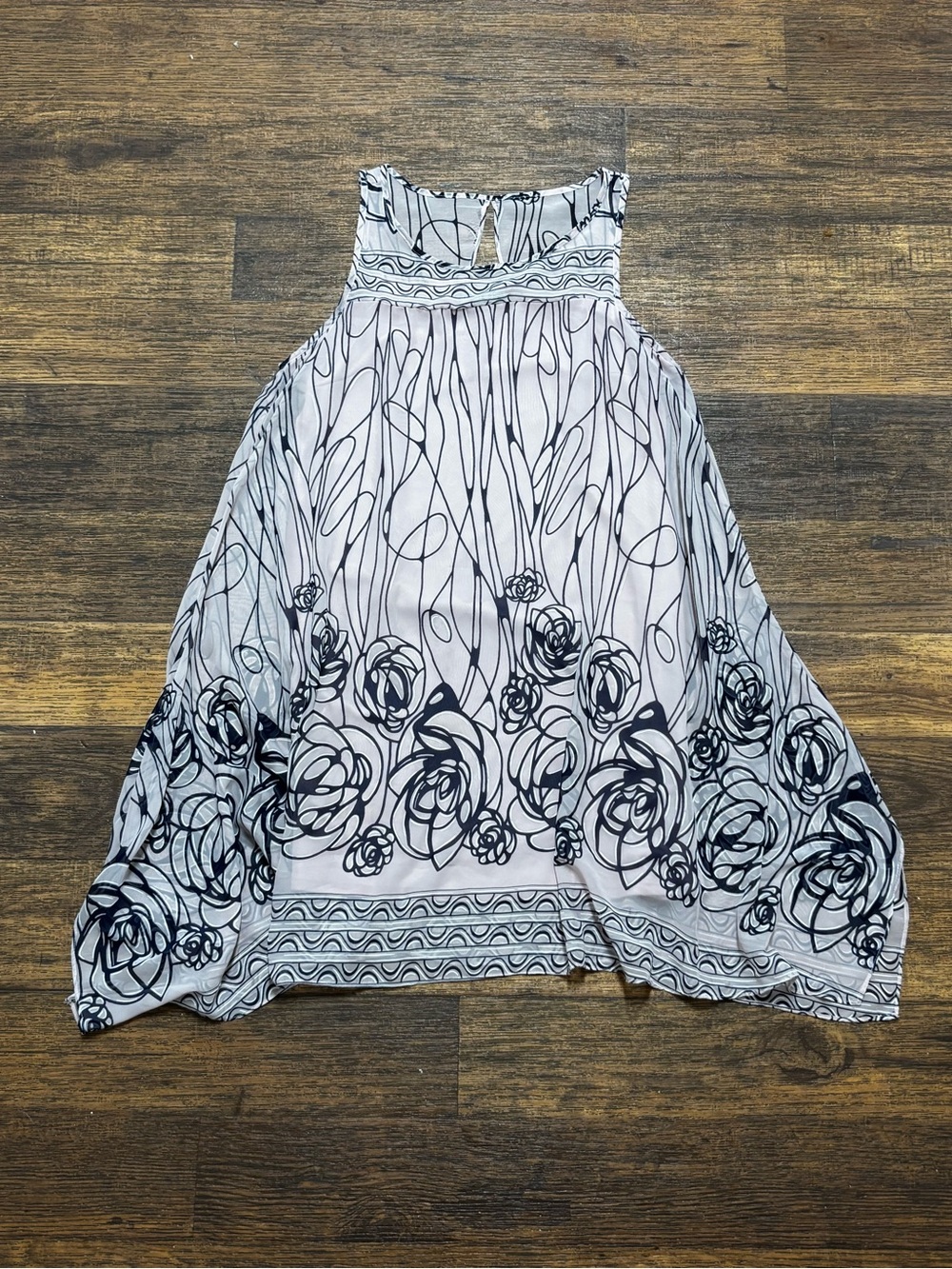 Robbie Bee Pink and Black Asymmetrical Floral Dress